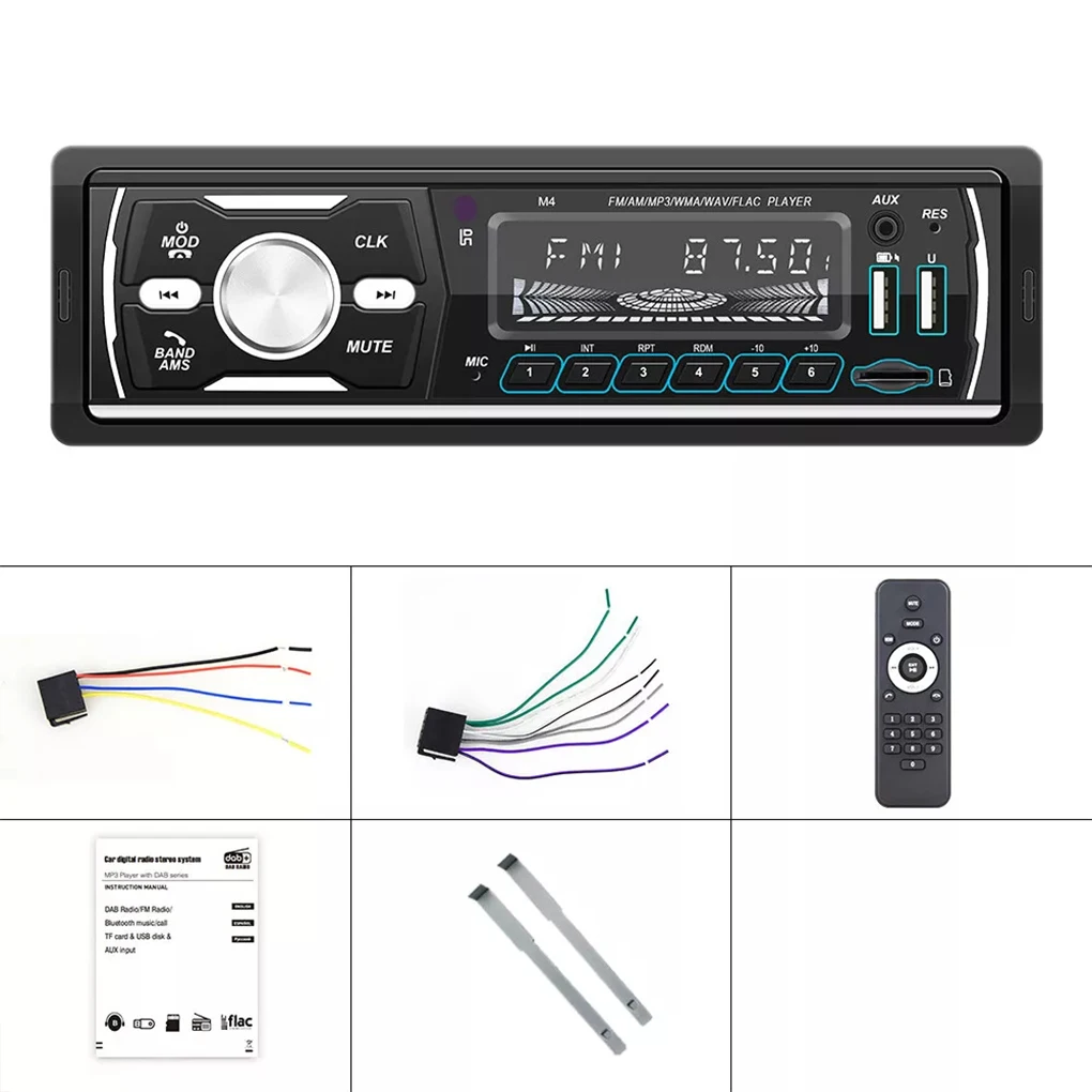 

Car Radio 1 DIN Stereo FM Bluetooth MP3 Audio Player Cellphone Handfree Digital USB/SD With In Dash Aux Input