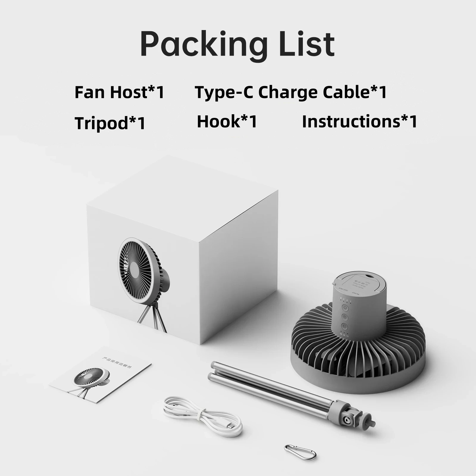 Camping Fan 10000mAh Rechargeable Desktop Portable Air Circulator Wireless Ceiling Electric Fan with Power Bank LED Light Tripod