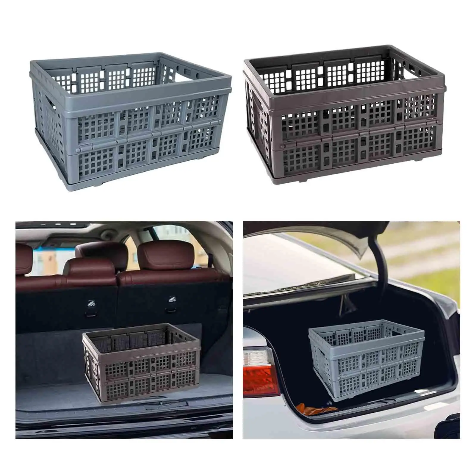 Folded Storage Box Organizer Large Portable Utility Crate Collapsible Storage Basket for Bedroom Grocery Bathroom Office Car