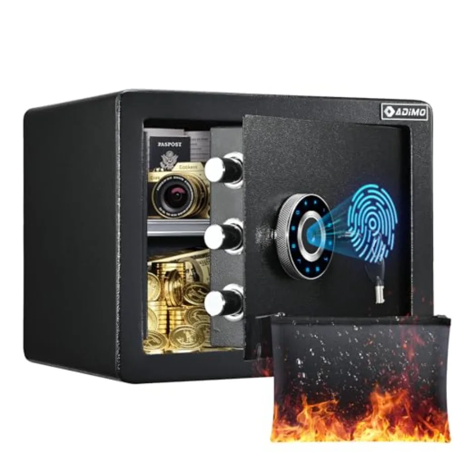 

Биометрический сейф 1.2 куб. фута с отпечатком пальца, сенсорной клавиатурой, съемной полкой, системой сигнализации, из легированной стали, для дома/офиса