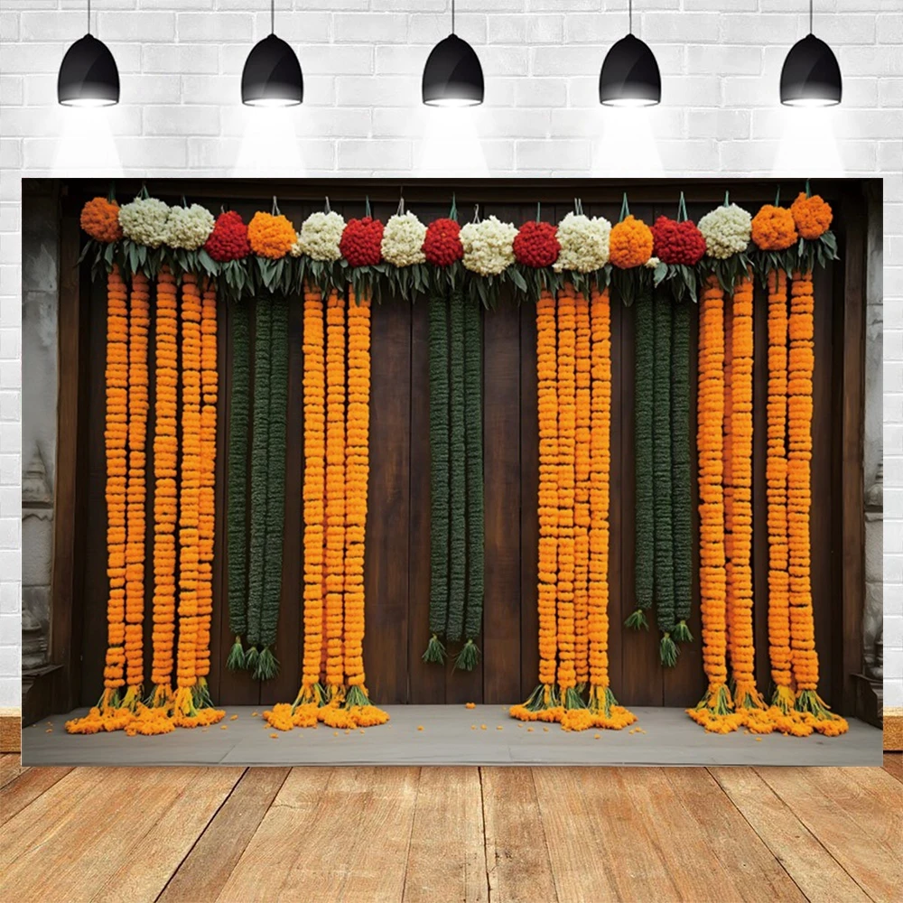 خلفية تصوير على الطراز الهندي ستارة زهرة القطيفة Puja Ganpati Pooja ديكور تقليدي لحفلات أعياد الميلاد وحفلات الزفاف