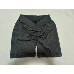 Seamless V Waist Shorts Women Frosted Water Wash Shorts Stretchy High Waist Workout Running Sexy Hip Liftting Yoga Shorts