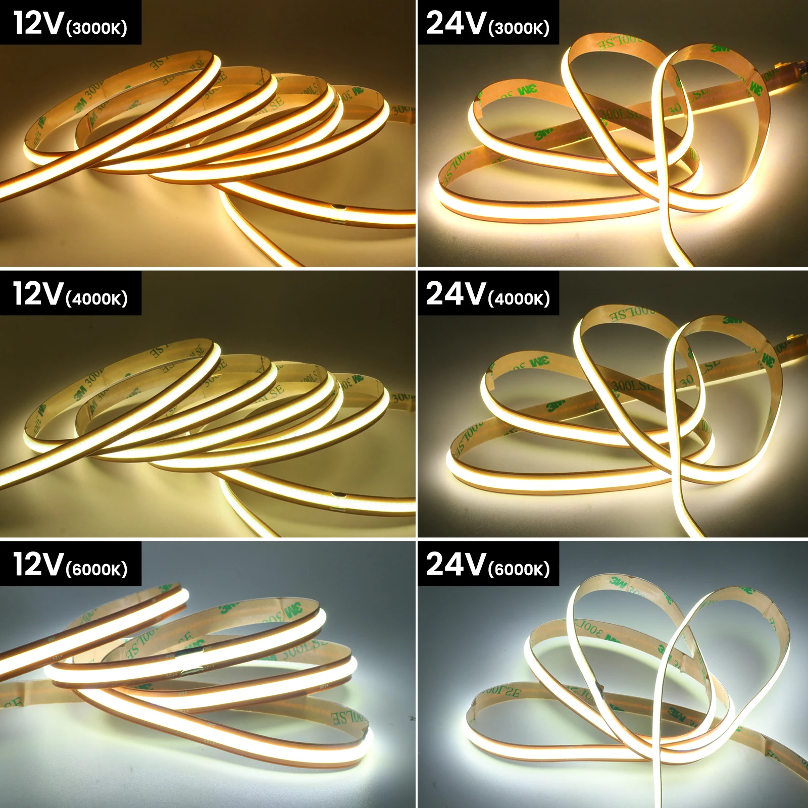 Imagem -03 - Fita Led Cob Flexível com Adaptador de Alimentação ue Cortada Livremente Barra de Luz Linear Cozinha e Decoração do Quarto 528leds por m Pcb de mm dc 12v 24v