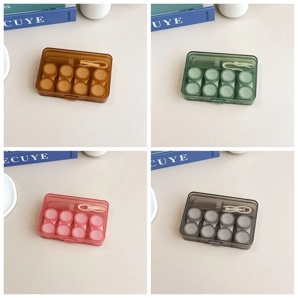 

Small Contact Lense Case Tweezer Solid Color Cute Invisible Care Box High-capacity Candy Color Contact Lenses Box Women