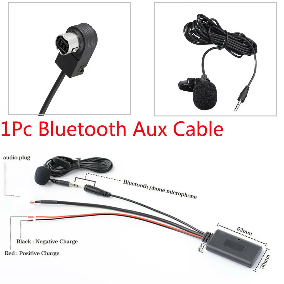 Cable auxiliar manos libres para micrófono Bluetooth 5,0, adaptador estéreo Alpine/JVC Ai-NET KCA-121B, accesorios de repuesto para coche