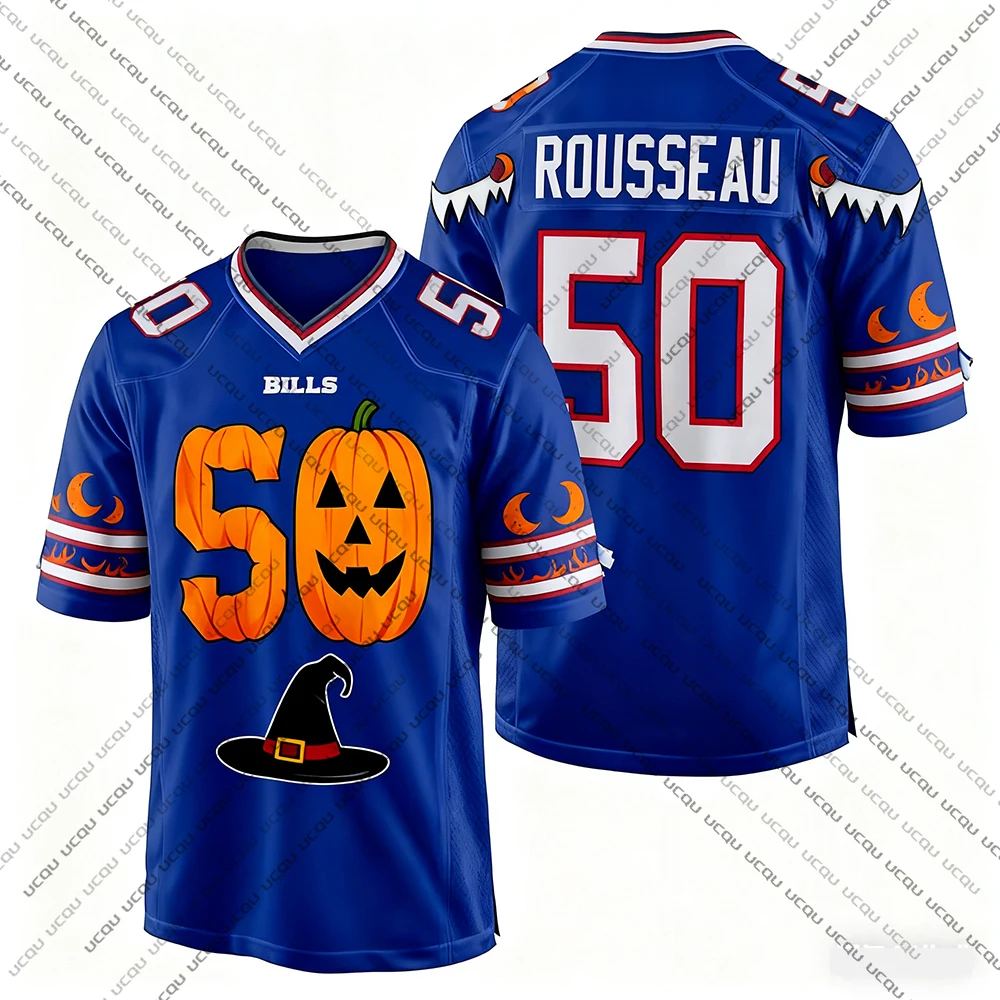 2025 هالوين الكبار الجاموس كرة القدم الأمريكية جيرسي الرجبي جيرسي الرياضية التدريب جيرسي تي شيرت فواتير ألين 17 رقم