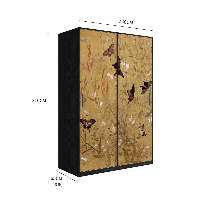 French medieval solid wood wardrobe neoclassical wardrobe bedroom bedside sliding door storage cabinet