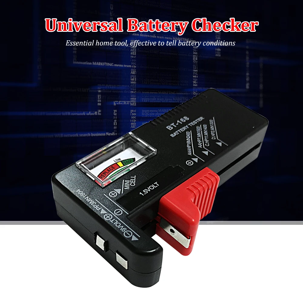 Battery Tester Checker Universal Battery Tester Monitor for C D 9V 1.5V Button Cell Batteries Small Household Battery Life