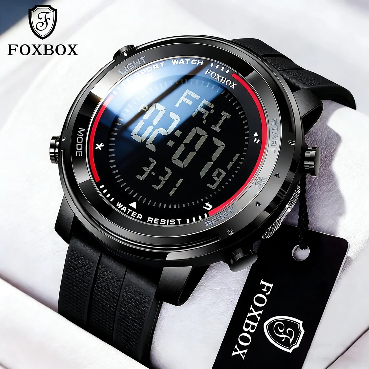 FOXBOX Electronics Watch Men Outdoor Sports Waterproof Luminous Watch Fashion Military Quartz Wrist Watch For Men Montre Homme