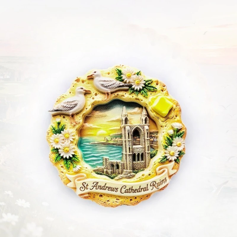 St Andrews Shortbread Seaview Fridge Magnet - Tasty 3D Scottish Souvenir Unique UK Travel Gift for Coastal & Culinary Decor