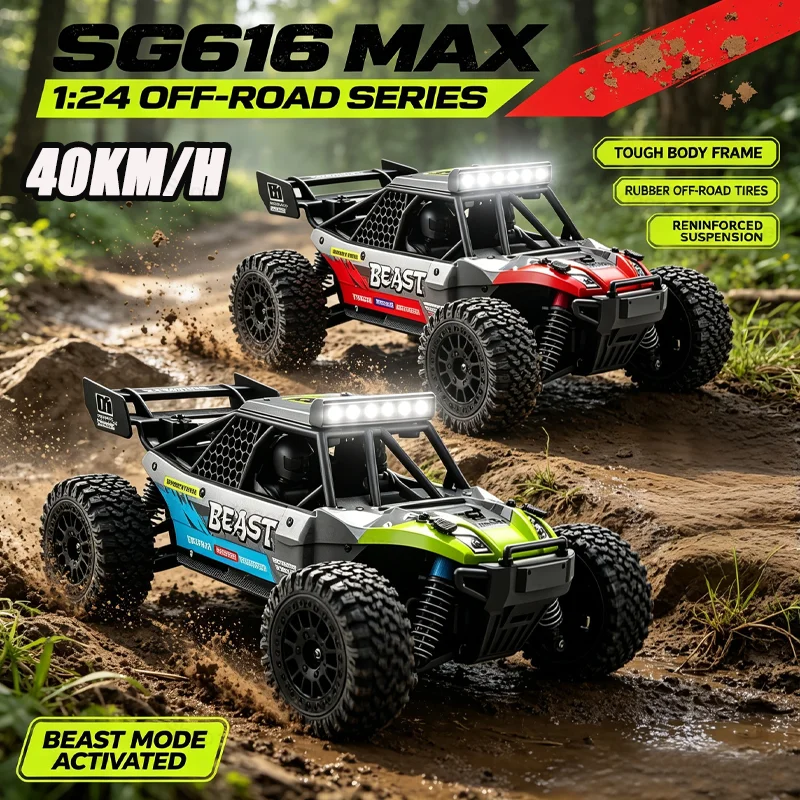 Rc Drift Car 1 24 Scale 4Wd - 新SG616 MAX 1/24 RCカー。最高速度30～40km/h、4WD、オフロード走行可能、2.4GHz無線操縦、LEDライト付き、全地形対応トラック。趣味用モデル玩具。