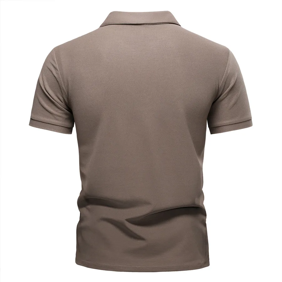 New Summer Men's Solid Color Short Sleeve Polo Shirts Slim Fit Breathable Casual Lapel Collar Business Office Basic Tops