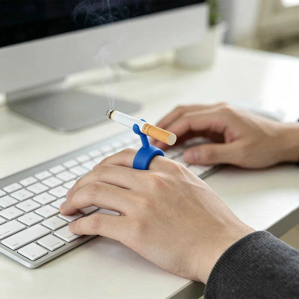 2PCS Flexible Silicone Smoke Stick Holder Ring Finger Clip Portable Hands‑free Holder For Typing Gaming Mount Casual Accessory
