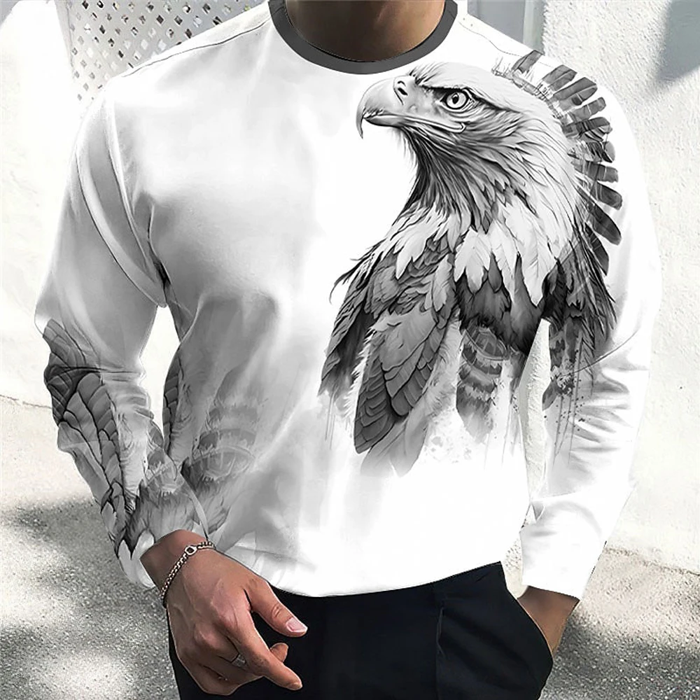 

Winter Warm Hoodie Winter Sports Hoodie Boutique Men's Autumn Crew Neck Hoodie Flying Eagle Element Printedjacket Primer for Men