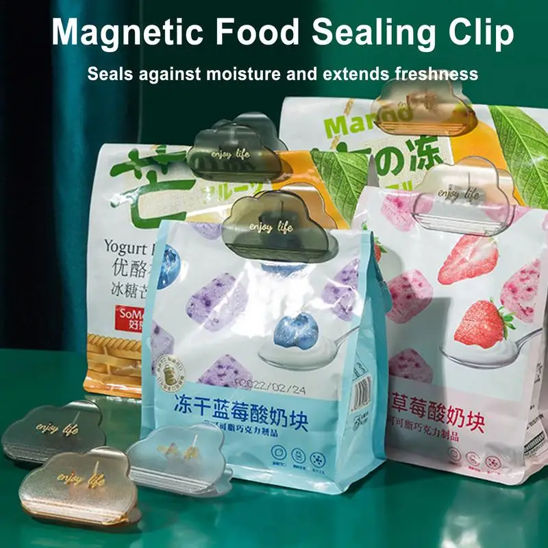 Refrigerator Magnetic Clips Chip Clips Fridge Refrigerator Transparent Food Clips Bag Sealing Clips For Potato Chips Nuts Candy