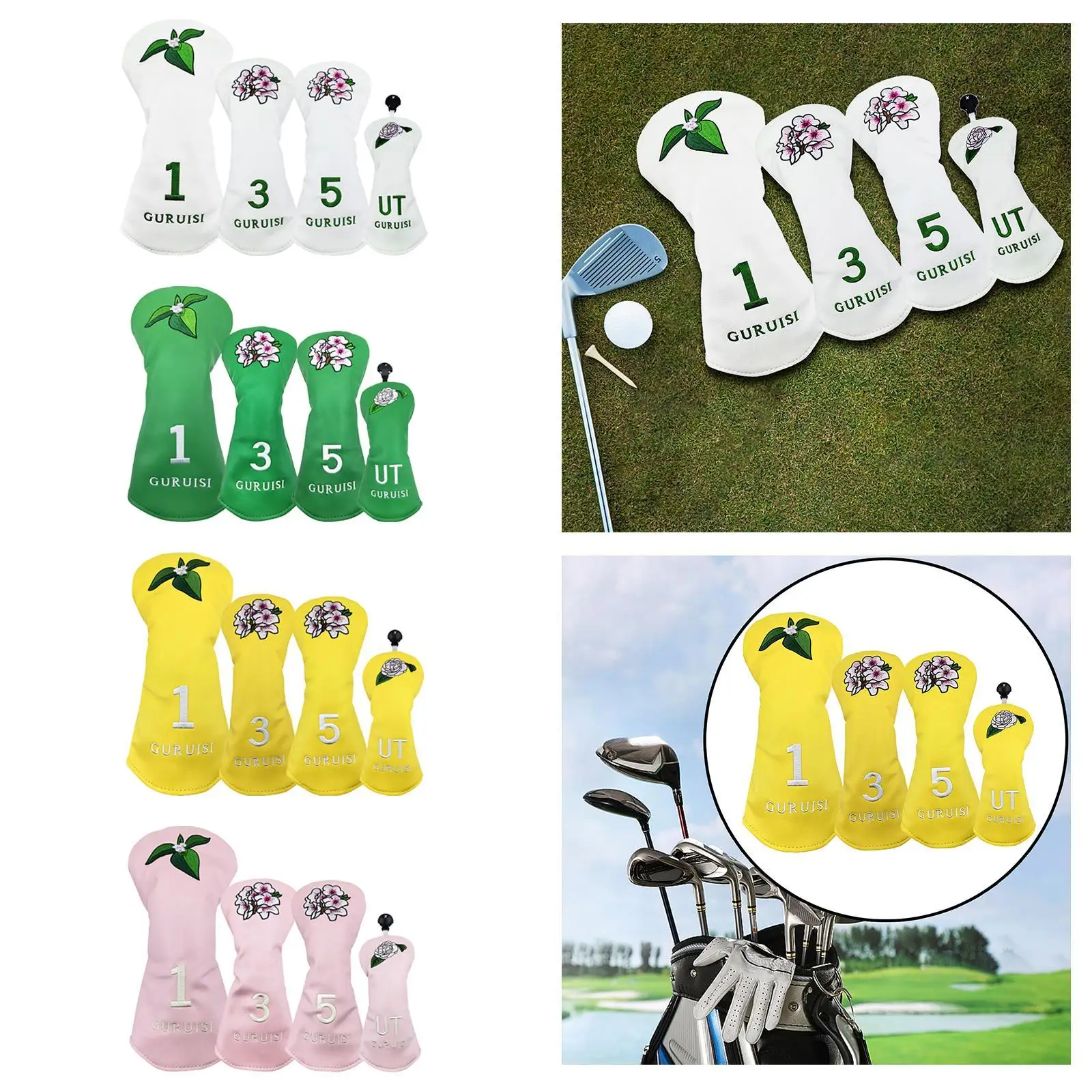 

4x Golf Wood Headcovers Golf Wood Head Covers Fashion Golf Accessories