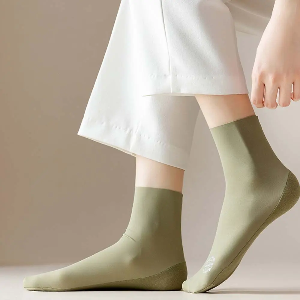 

Girls Simple Korean Seamless Ice Silk Any Cut Hosiery Women's Socks Middle Tube Socks Pile Socks