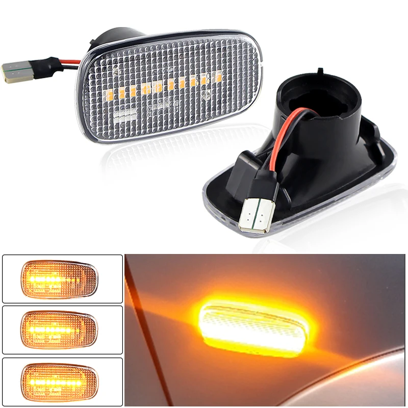 

2x LED Car Turn Signal Blinkers Side Fender Marker Lamps For Toyota Land Cruiser Prius Kluger Wish Altezza Crown Isis RAV4 Scion