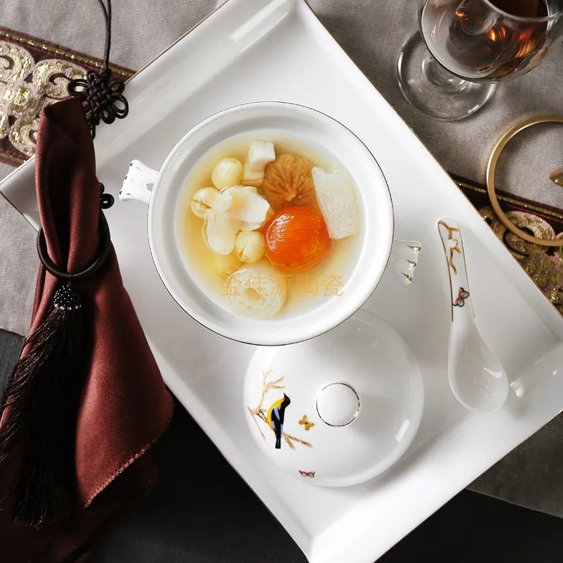 Ceramic one person heating stew cup club bird's nest abalone glue dessert wing cup hotel alcohol candle covered stew cup