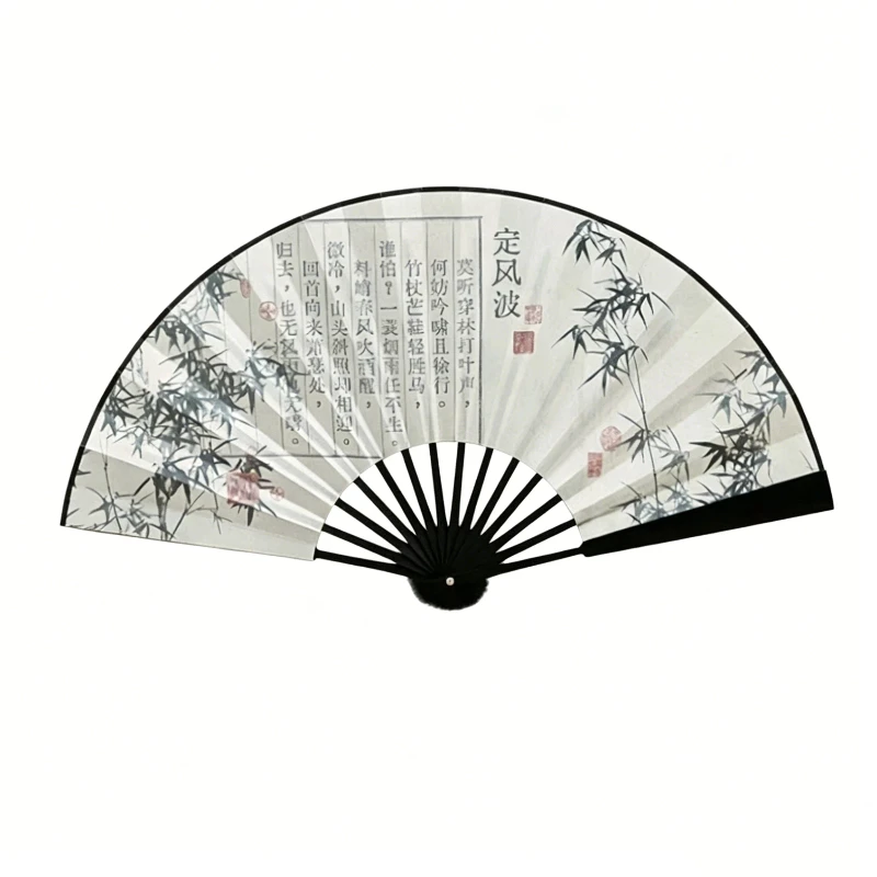 

Portable Men Folding Hand Fan Chinese Style Double-sided Silk Fans Women Hanfu Qipao Catwalk Photography Props Dance Show Fans