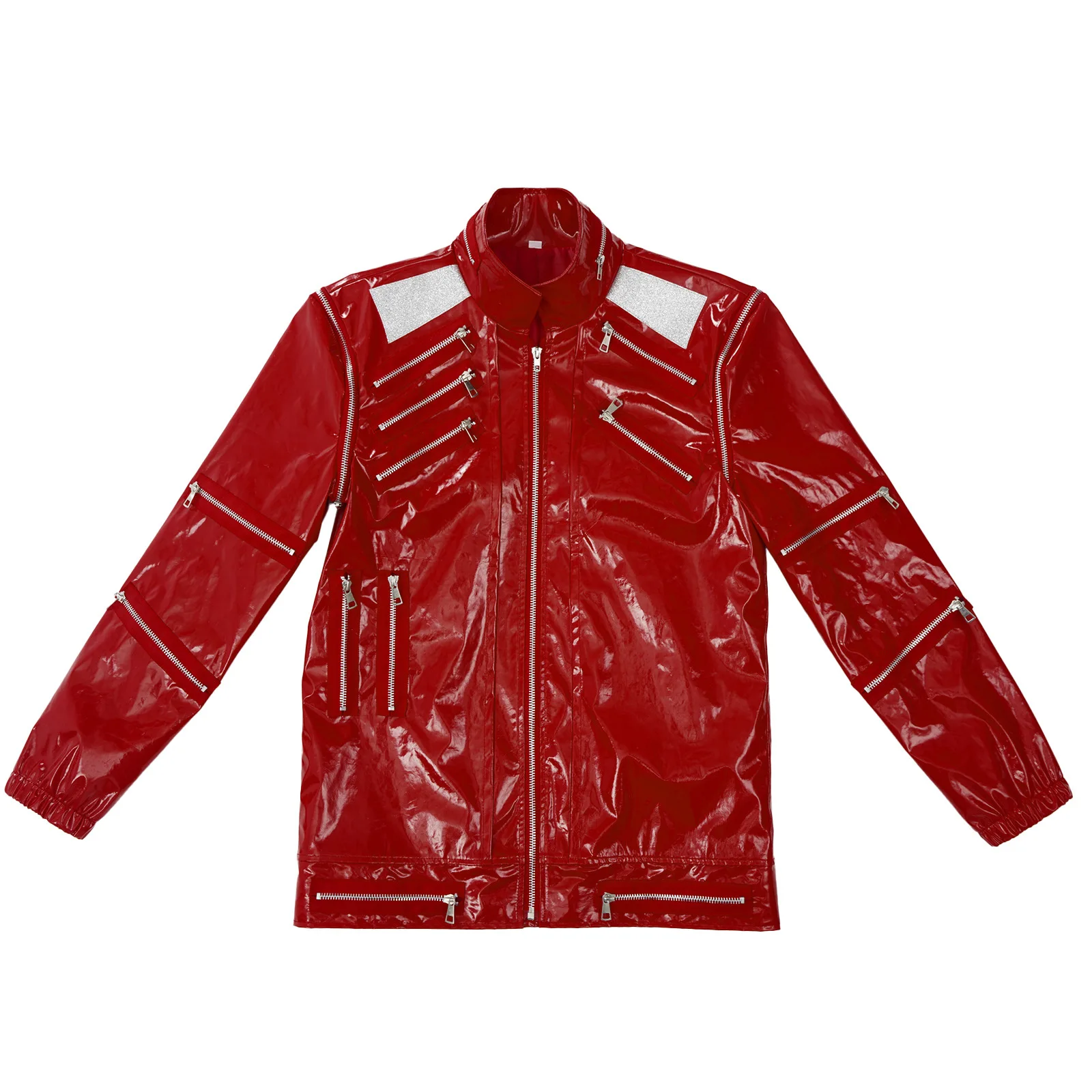 

Michael Jackson Red Leather Jacket Cosplay Costume for Men Movie Character Stage Performance Outfit Road Star