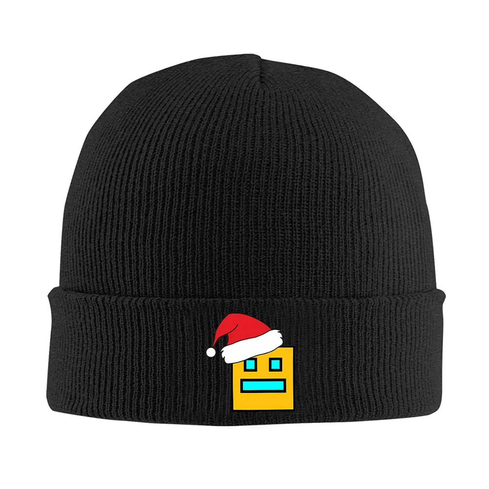 Square with hat,cheerful Christmas. Men Women Unisex Knitted Hat Beanie Pullover Cap Winter Thermal Warm Christmas Outdoor Cycli