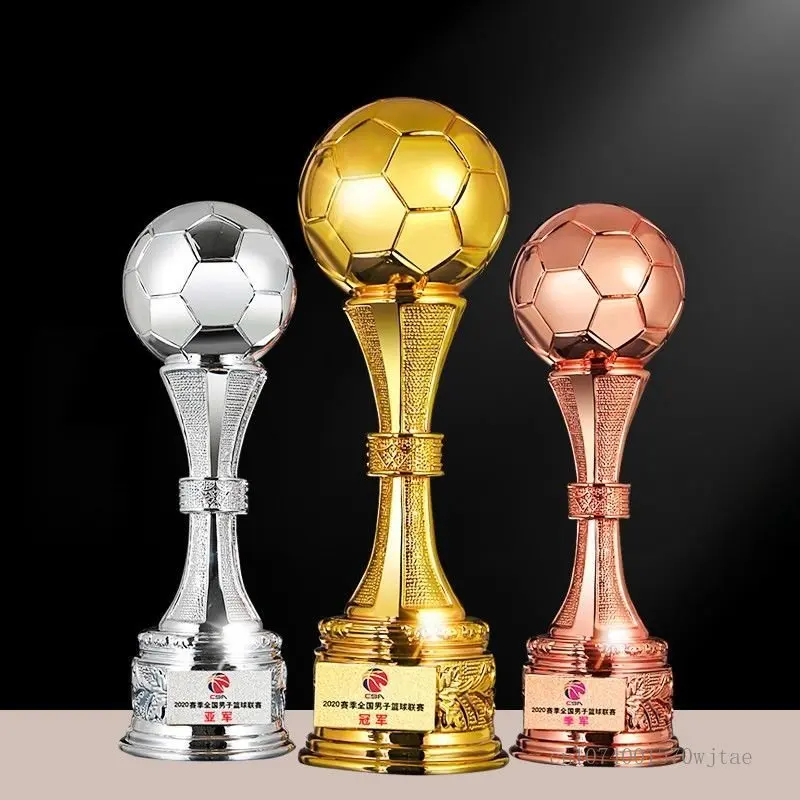 Customized Resin Football Trophy, Creative Trophy, Large Size, Gold, Silver and Copper, High-Grade, 40cm