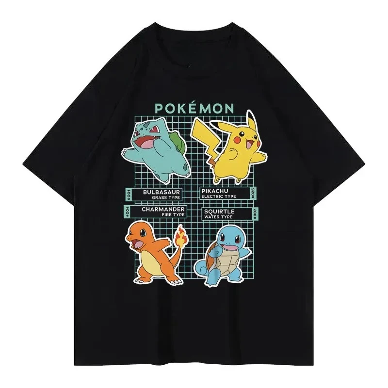 

Pok É Mon Pikachu Little Fire Dragon Johnny Turtle Pok É Mon Printed Short Sleeved Men's Women's T-shirt Summer New Y2k Tee Top