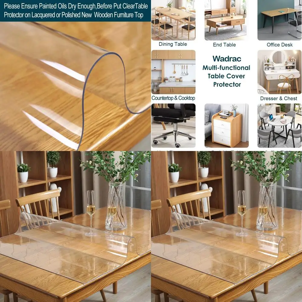 

Crystal Clear 1.5mm Thick Table Protector for Glass/Wood Tables - Rectangular, Wipeable PVC, 40x96 inches