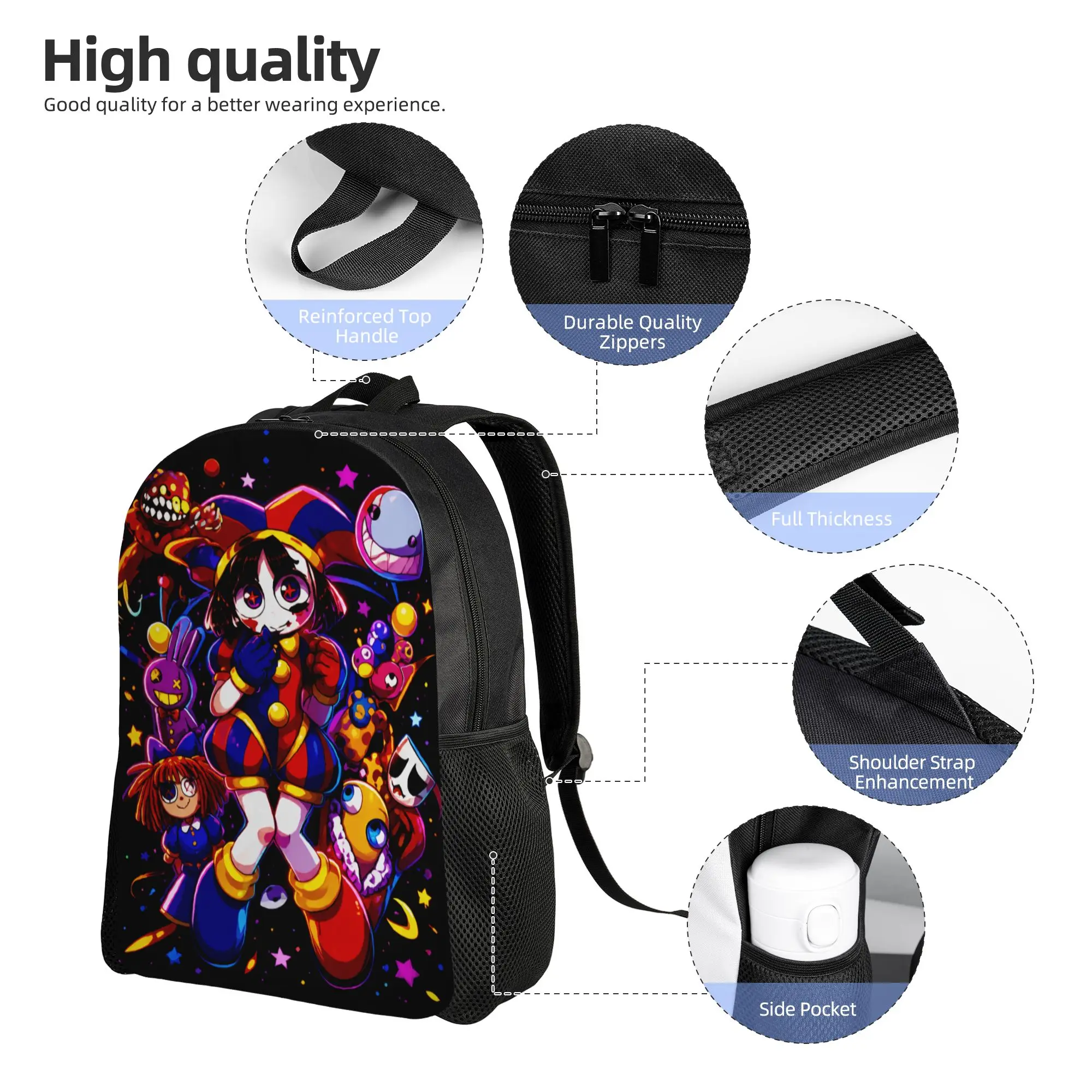 Jax Cartoon Digitals Circus Pomni Ragatha Caine Kinger Gangle Backpack for Men Women High School Daypack  Laptop Canvas Bags