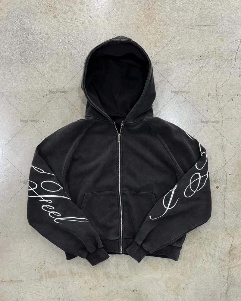 High Street moda Y2K ropa de calle Harajuku mujeres gótico Punk Retro gráfico cremallera Sudadera con capucha hombres Hip-Hop Casual sudadera de gran tamaño