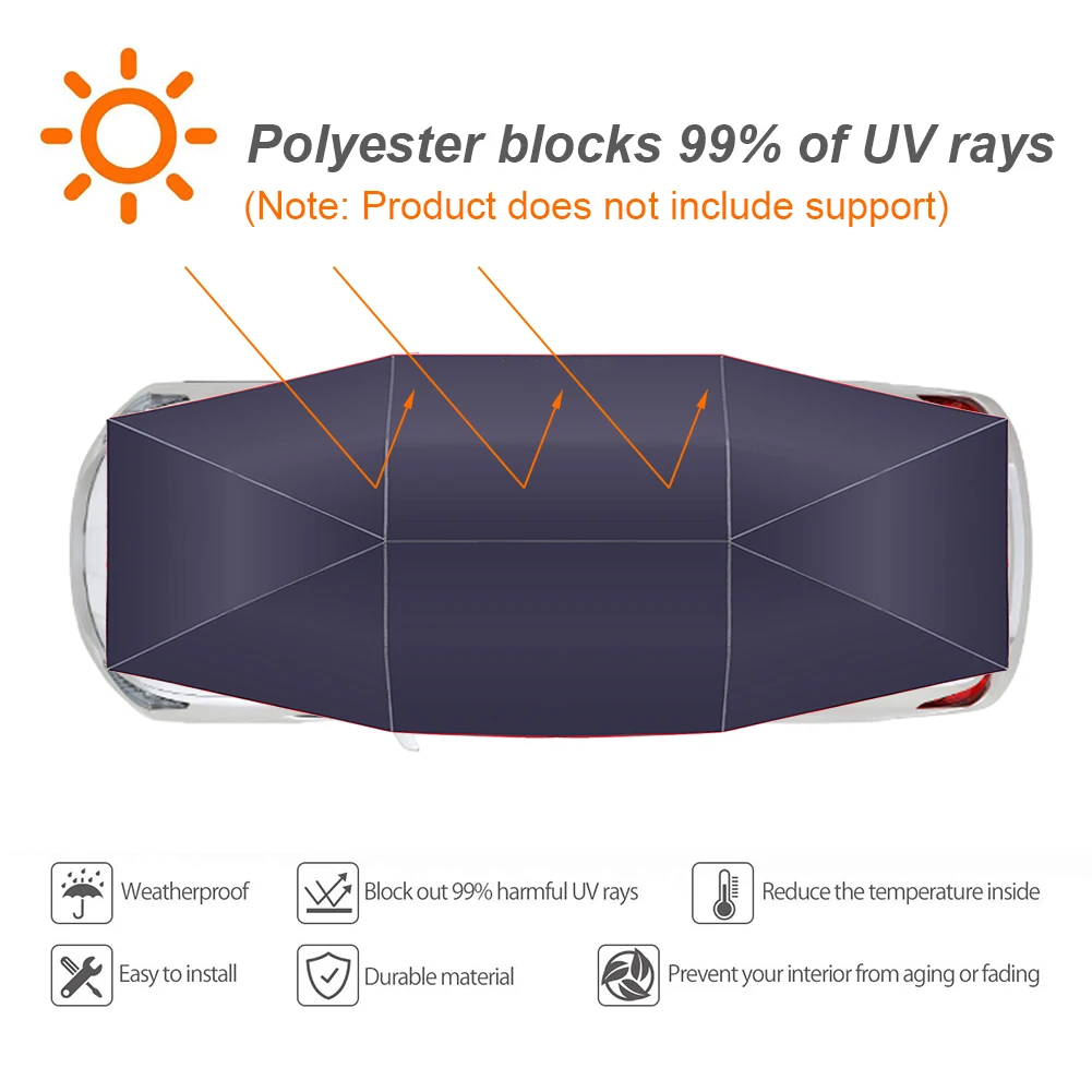 Movable Carport Tent Anti-UV Vehicle Canopy Protector Waterproof Automobile Protection Umbrella for Sunny Rainy Weather