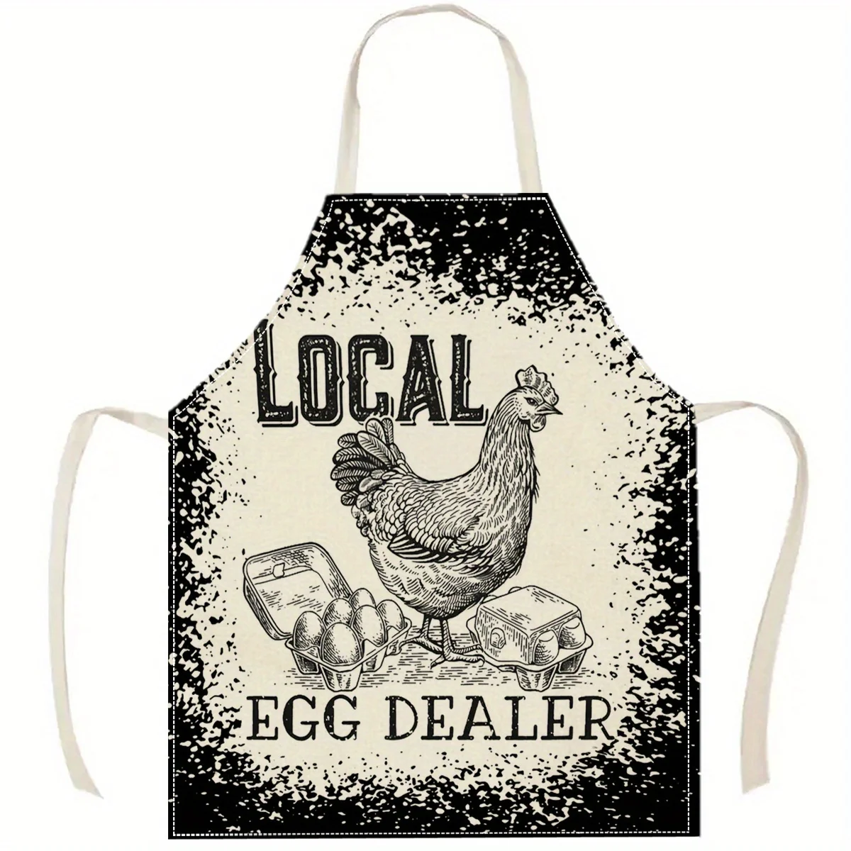 1pc Local Egg Dealer Chicken Print Apron Farmhouse Kitchen Cooking Bib for Women Men Chef Home Restaurant Country Style