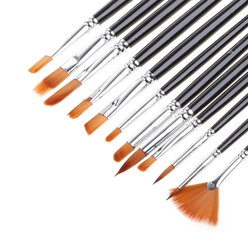 نايلون الشعر الفنان فرشاة الطلاء مجموعة ، ألوان مائية الاكريليك النفط الطلاء اللوازم ، JAN18 ، 12X ، جديد