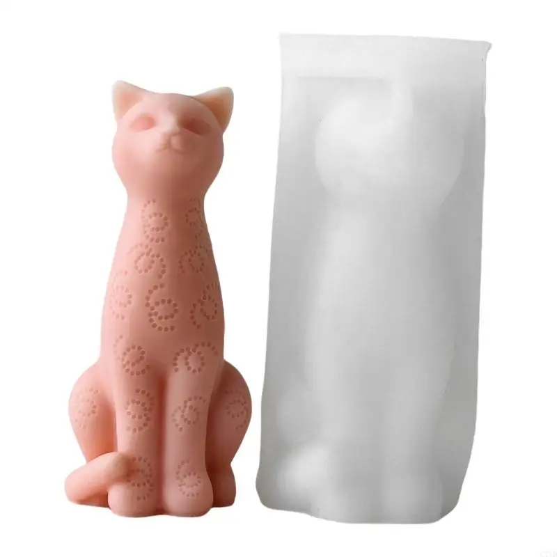

3D Sitting Cats Gypsum Mold Practical Aromatherapys Silicone Molds Desktops Ornament Mold Home Decoration Molds