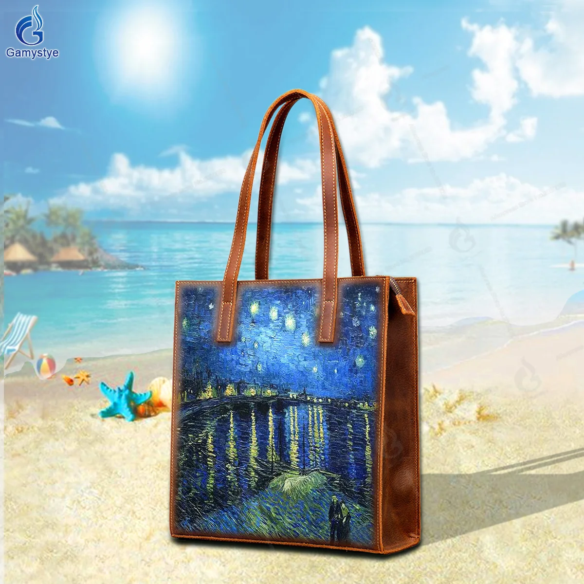 Hand Draw Beautiful Night Scenery Customize Art Bags Women Bags Designer Crossbody Handbags Female Messenger Totes Big Capacity