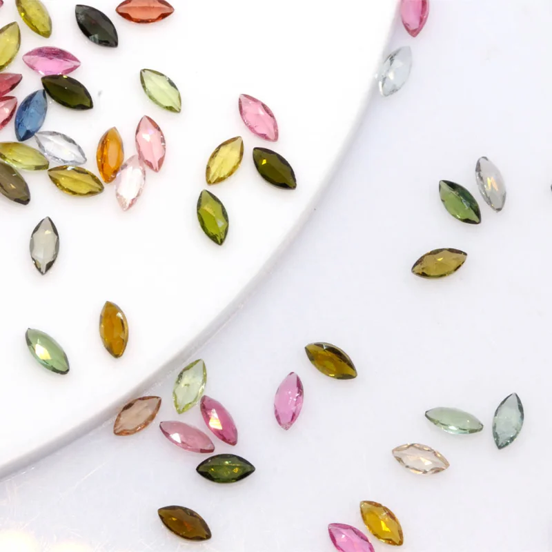 

Pirmiana Wholesale 2*4mm Natural Tourmaline Loose Gemstone Mix Colors Marquise Cut Jewelry Beads for Diyjewelry Making