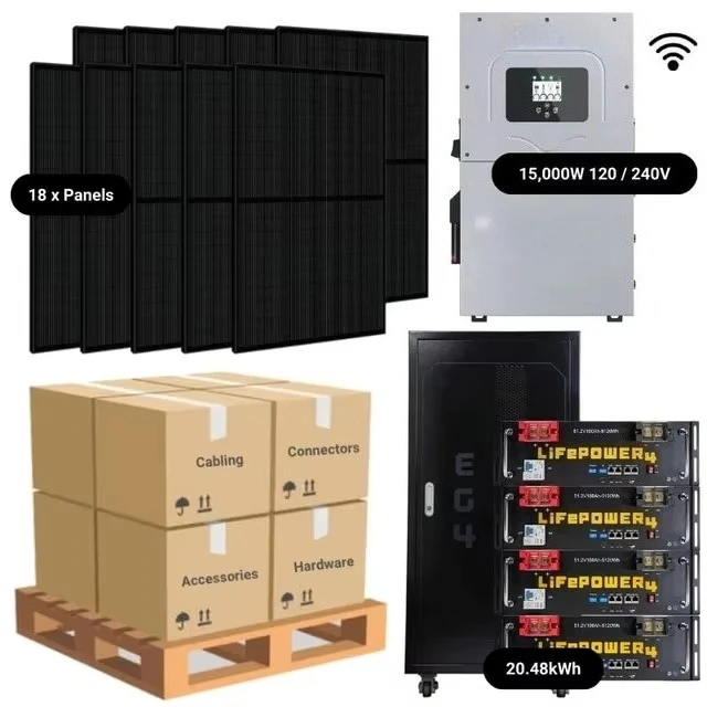 Co mpl ete Solar Power System 7,38 kW Sol-Ark 15K + Lithium-Batteriebank18 x 410 W Mono-Solarmodule CE