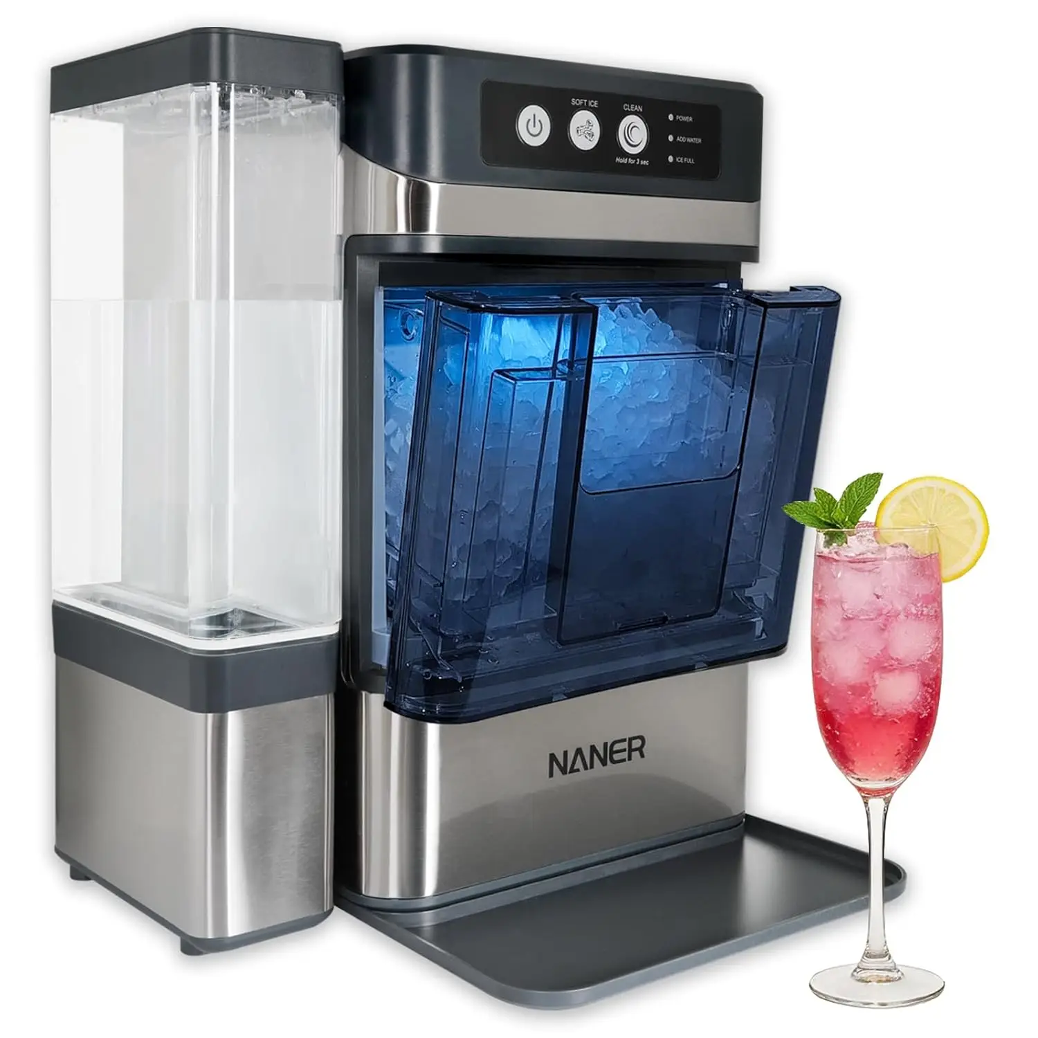 

Nugget Ice Makers Countertop 42lbs/Day Large Capacity One-Click Operation Self-Cleaning Portable Ice Maker with A Detachable 3L