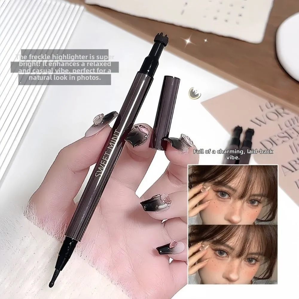 Double-ended Natural Imitation Freckle Pen Non Fading 2 in 1 Mole Marker Long-lasting Waterproof Freckle Dot Pen for Face Makeup