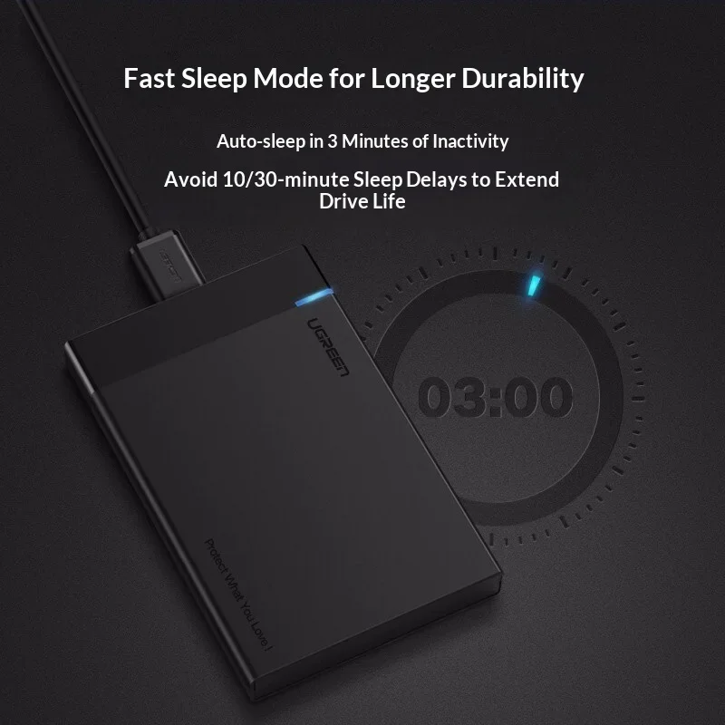 UGREEN US221 30848 2.5 Inch SATA to USB 3.0 External Hard Drive Enclosure with Detachable Micro USB Cable
