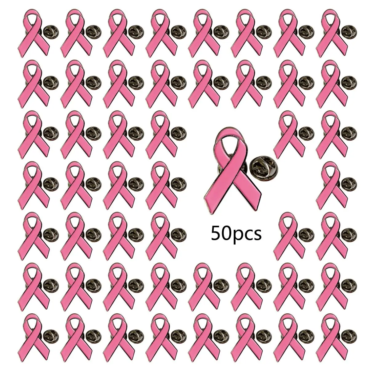 5/10/50/100 Stück Brustkrebs-Bewusstseins-Anstecknadeln Offizielle Rosa Schleife Reversnadeln Broschen für Frauen – Detail 7