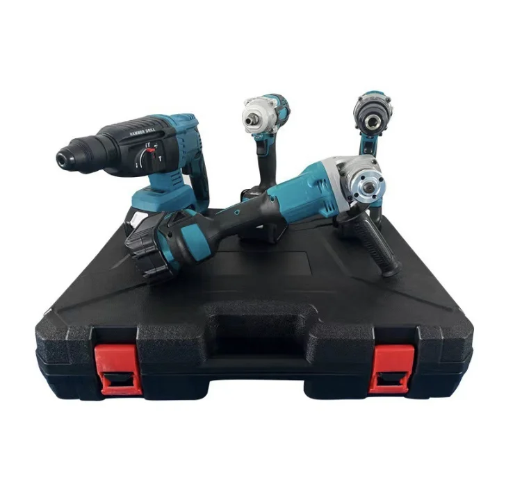 Wholesale 4-Tool Set Industrial Grade 21V Cordless Power Tools Combo Kit Multi-Function Impact Wrench Drill
