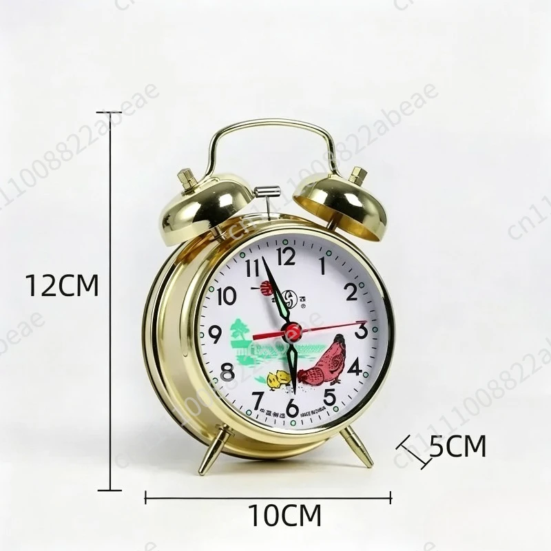 Alarm Clock Vintage Mechanical Manual Table Clock Tabletop Bedroom Decoration Watch Metal Bedside Clock Chicken Pecking Rice