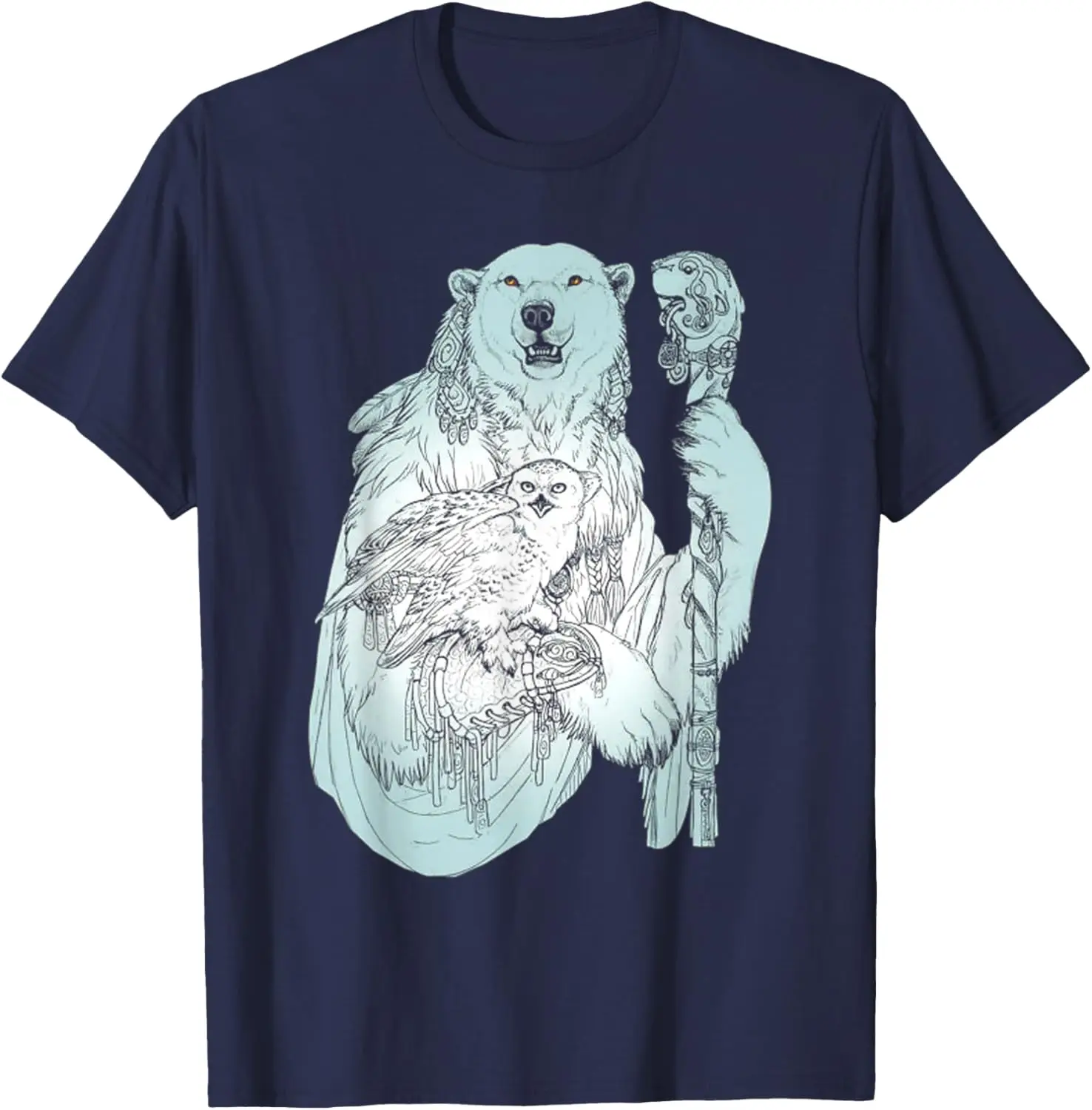 Bear Owl Valhalla North Myths Celtic Symbols T-Shirt 100% Cotton O-Neck Short Sleeve Summer Casual Mens T-shirt Streetwear