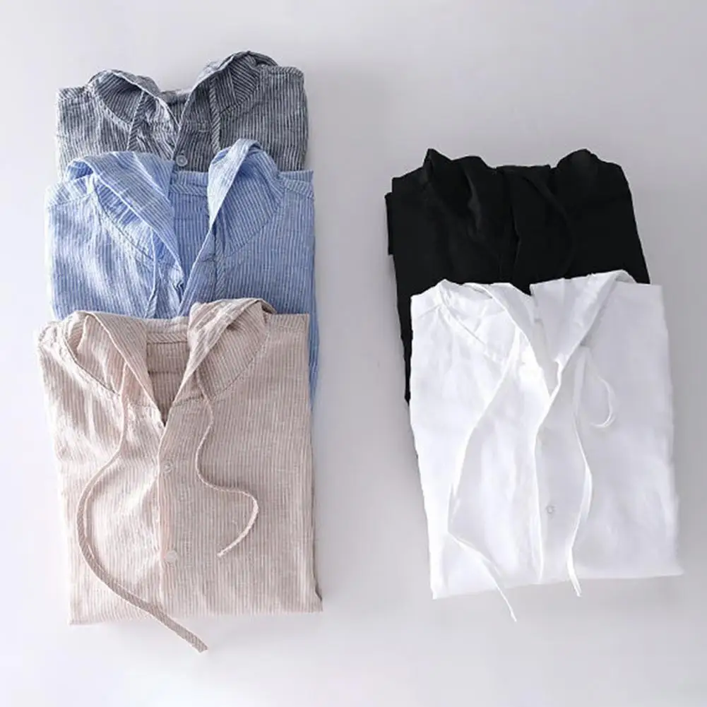 Men Summer Shirt Sun Protection Anti-UV Long Sleeve Hooded Drawstring Single-breasted Soft Loose Breathable Cardigan Coat Top