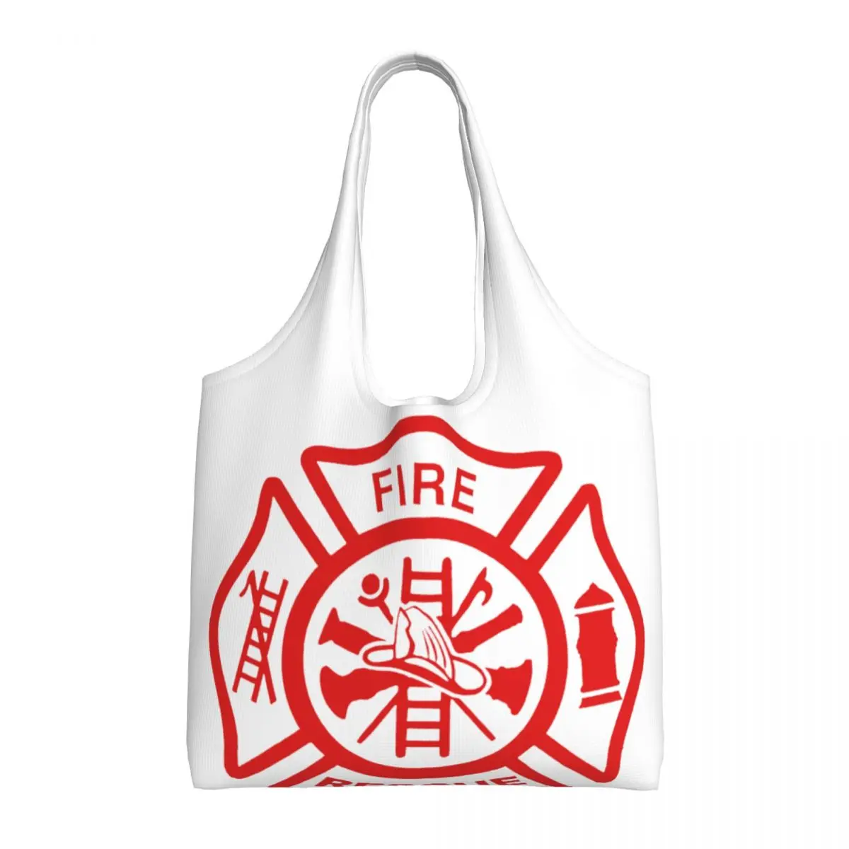 Fashion Printed Fire Rescue Firefighter Shopping Tote Bags Recycling Canvas Shoulder Shopper Bags Handbags