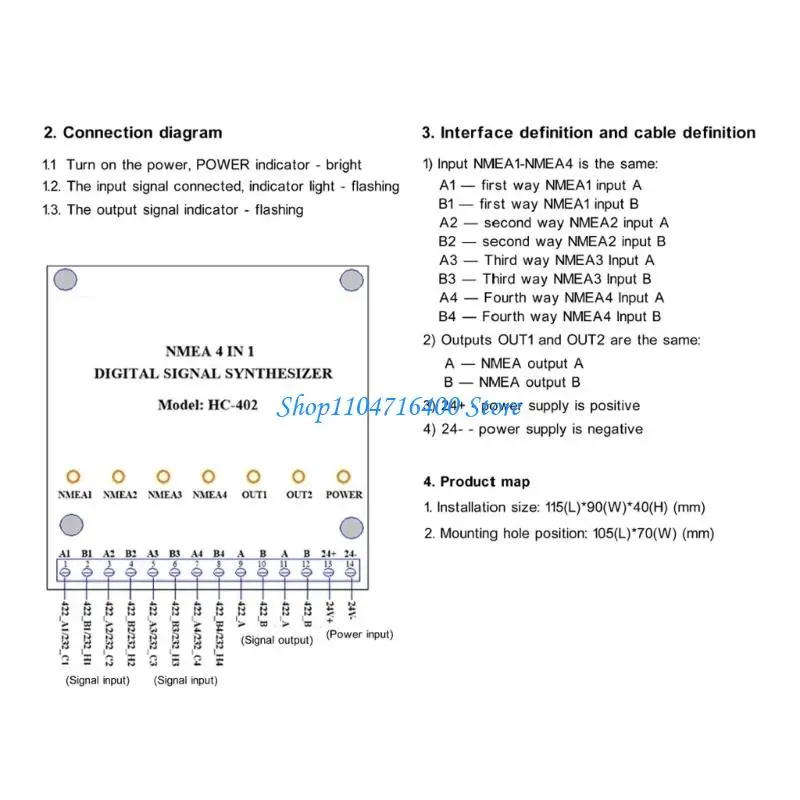 y1gd Compact NMEA Digital Multiplexer 4 In 1 Output Fit For Marine Navigation Systems