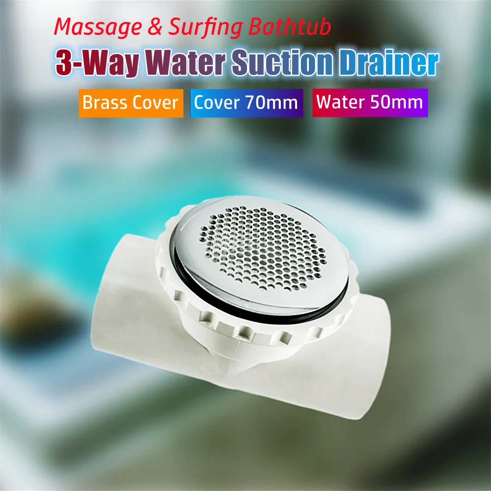 

70mm Cover 50mm Water Ultra-thin Dot Three-way Water Suction Brass Cover PVC Body Bathtub Backwater Suction Drainer