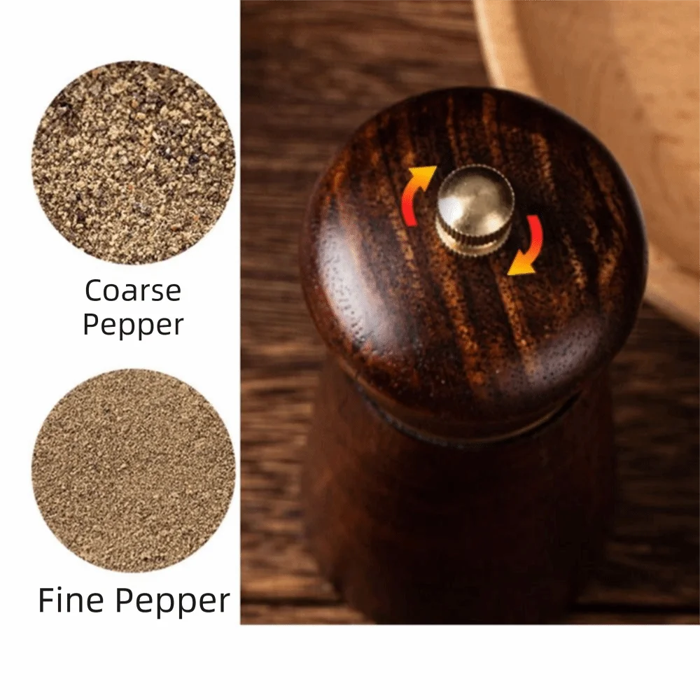 Vintage Wooden Salt and Pepper Grinder Manual Adjustable Particle Size Pepper Grinding Bottle Ceramic Grinding Core Handheld